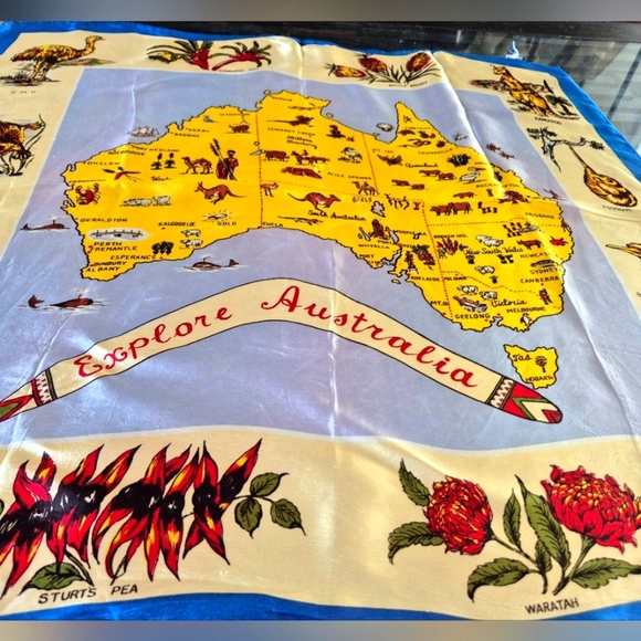 Explore Australia Map Acetate Scarf Hand rolled - Picture 1 of 8